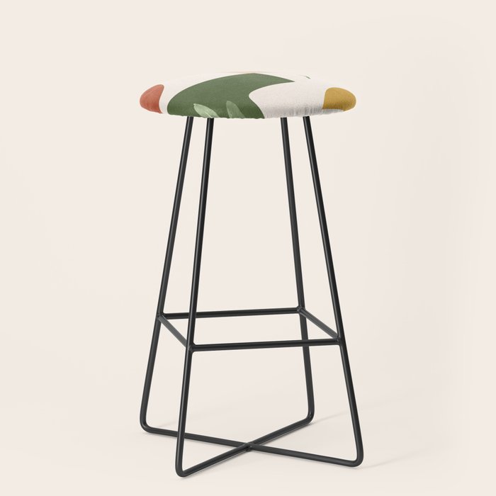 Abstract Shapes and Leaves Stool Gallery Image 1