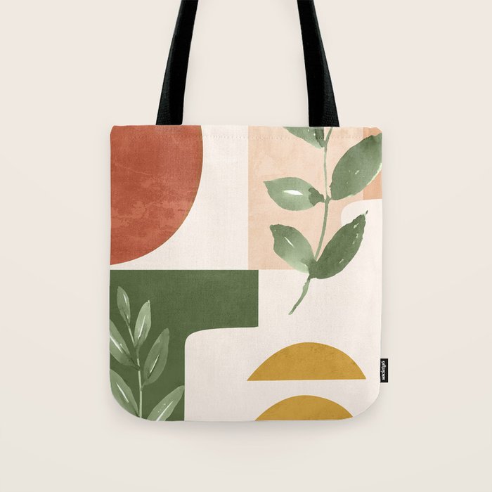 Abstract Shapes and Leaves Tote Bag Gallery Image 1