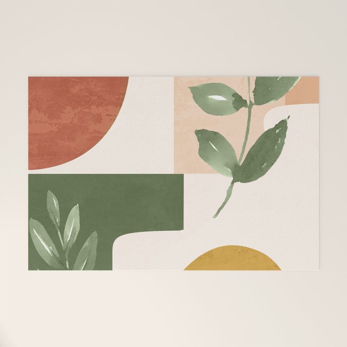 Abstract Shapes and Leaves Welcome Mat Gallery Image 1