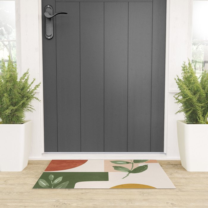 Abstract Shapes and Leaves Welcome Mat Gallery Image 3