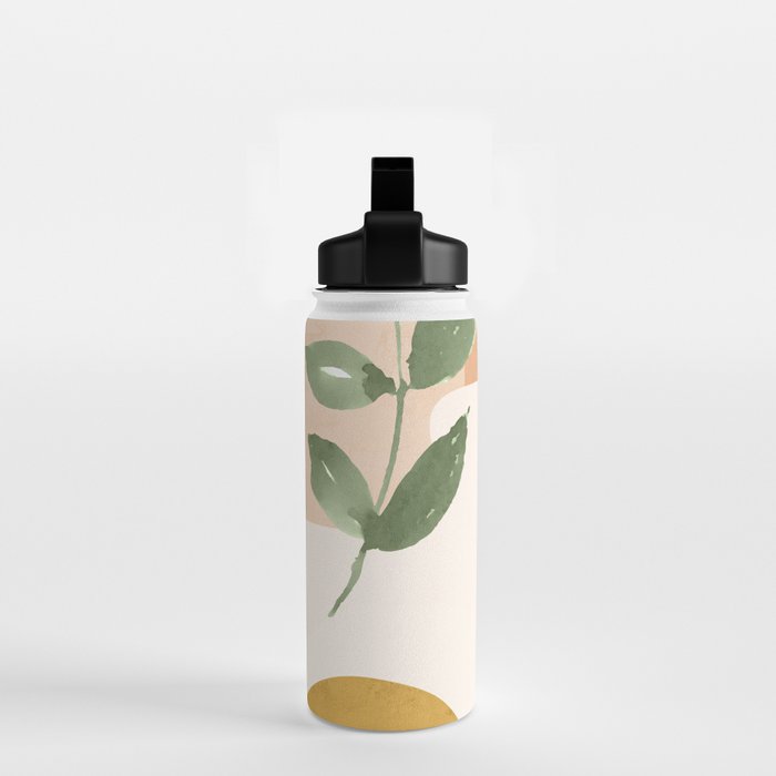 Abstract Shapes and Leaves Water Bottle Gallery Image 2