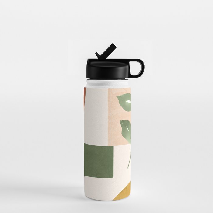 Abstract Shapes and Leaves Water Bottle Gallery Image 1