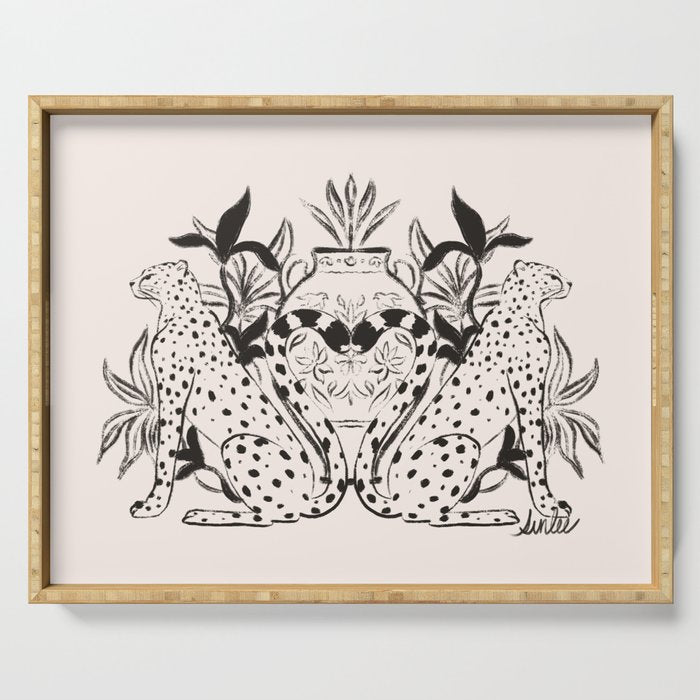 Cheetah Symmetry lines  Serving Tray Gallery Image 1