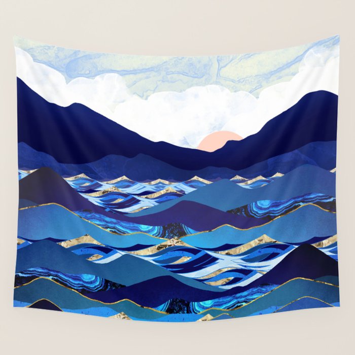 Ocean Blue Wall Tapestry Gallery Image 4