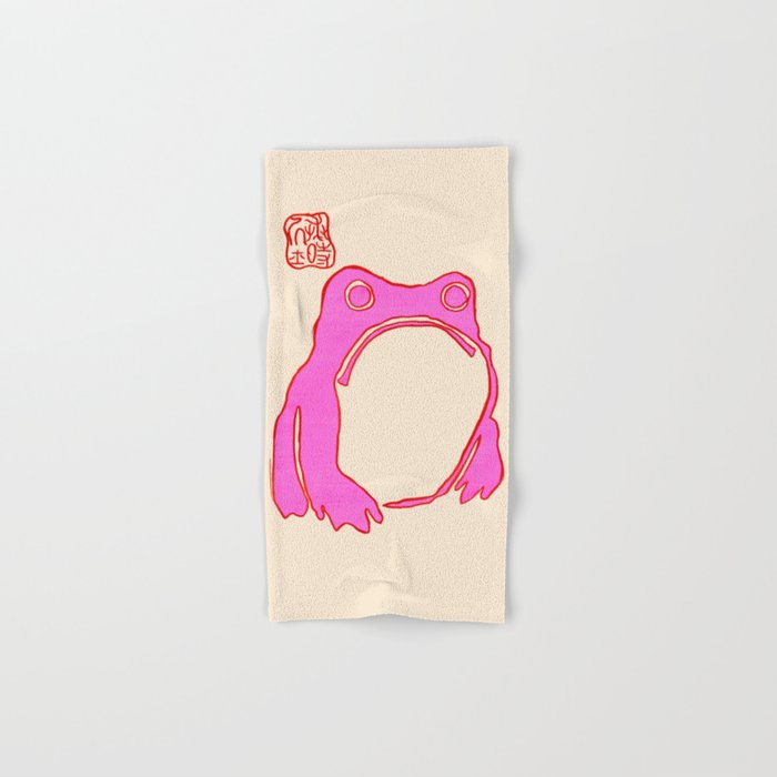 Pink Grumpy Frog Bath Towel Gallery Image 1