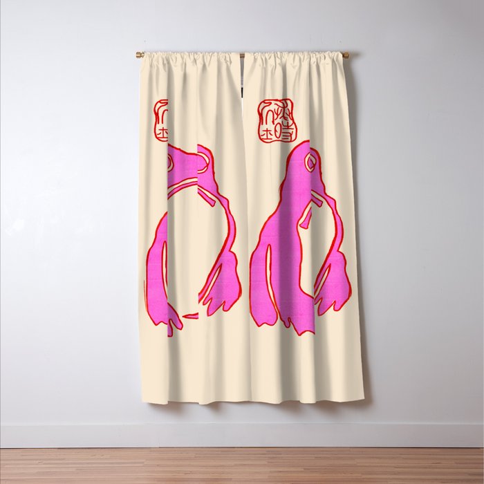 Pink Grumpy Frog Window Curtain Gallery Image 3