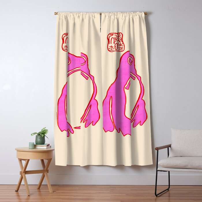 Pink Grumpy Frog Window Curtain Gallery Image 1