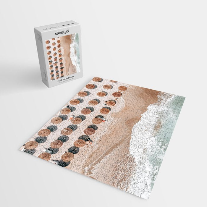 People On Beach, Aerial Drone Photography, Aerial Beach Sea, Ocean Wall Art Print, Summer Sea Vibes Art Print Jigsaw Puzzle Gallery Image 2