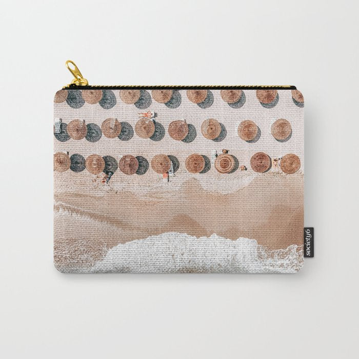 People On Beach, Aerial Drone Photography, Aerial Beach Sea, Ocean Wall Art Print, Summer Sea Vibes Art Print Carry All Pouch Gallery Image 1