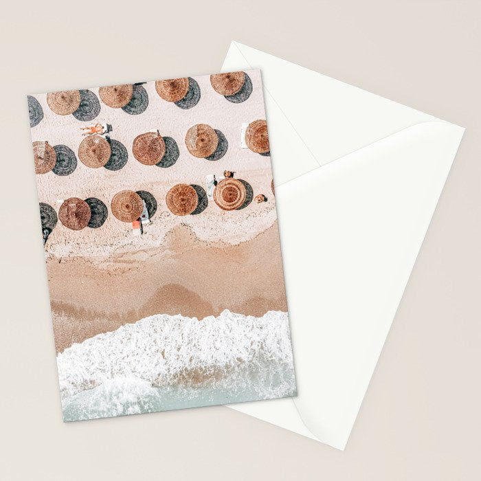 People On Beach, Aerial Drone Photography, Aerial Beach Sea, Ocean Wall Art Print, Summer Sea Vibes Art Print Stationery Card Gallery Image 2