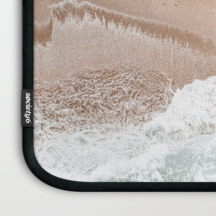 People On Beach, Aerial Drone Photography, Aerial Beach Sea, Ocean Wall Art Print, Summer Sea Vibes Art Print Laptop Sleeve Gallery Image 3