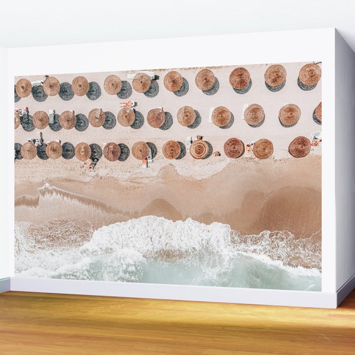 People On Beach, Aerial Drone Photography, Aerial Beach Sea, Ocean Wall Art Print, Summer Sea Vibes Art Print Wall Mural Gallery Image 2