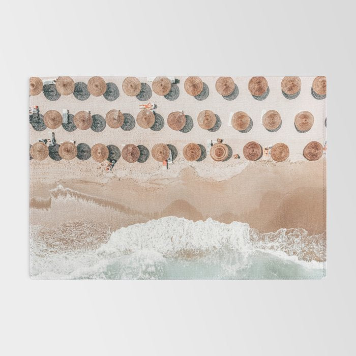 People On Beach, Aerial Drone Photography, Aerial Beach Sea, Ocean Wall Art Print, Summer Sea Vibes Art Print Rug Gallery Image 2