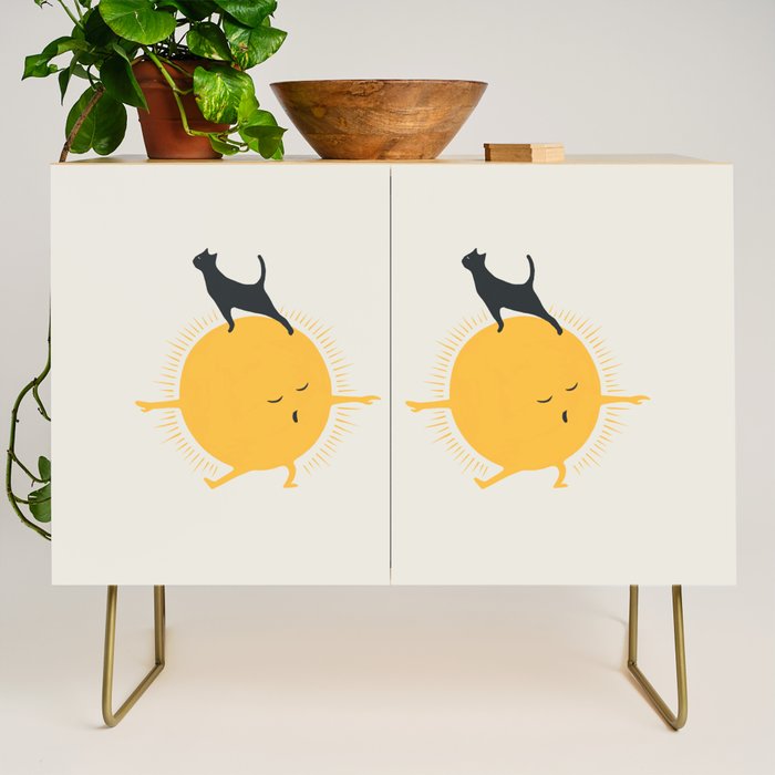 Good Meowâing 9 yoga warrior II Credenza Gallery Image 1