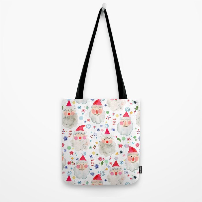 Holiday 2025 Santa claus Happy cute portrait Multicolored Christmas Tote Bag Gallery Image 2