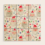 Holiday 2025 Santa claus Happy cute portrait Multicolored Christmas Wood Wall Art Gallery Image 1