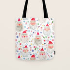 Holiday 2025 Santa claus Happy cute portrait Multicolored Christmas Tote Bag Gallery Image 1