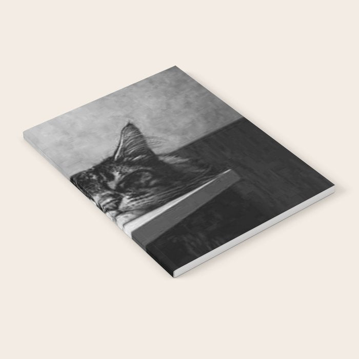 The Nightwatch Cat at the Absinthe bar black and white photograph / art photography Notebook Gallery Image 2
