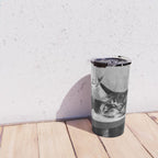 The Nightwatch Cat at the Absinthe bar black and white photograph / art photography Travel Mug Gallery Image 4