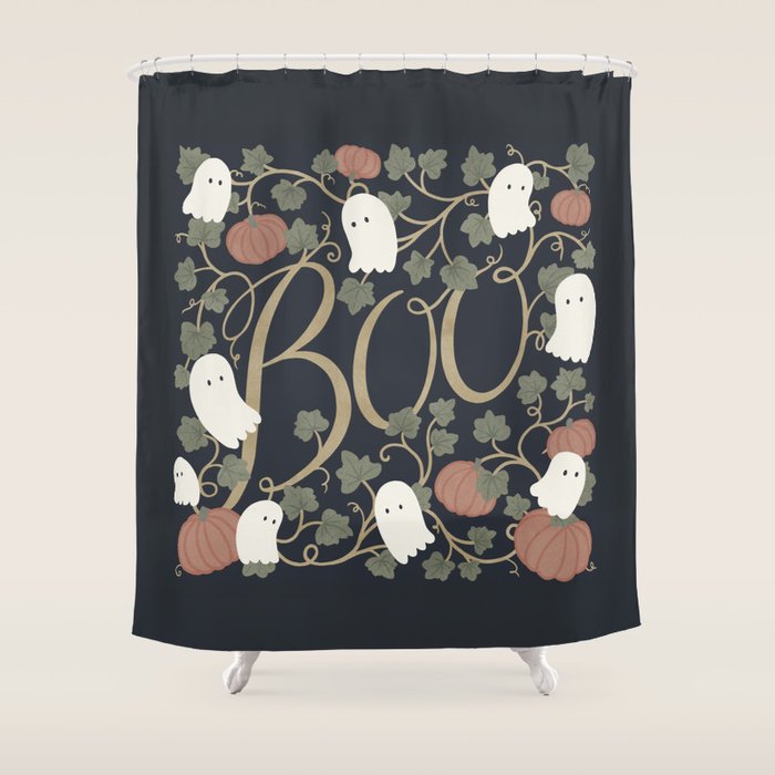 Boo! (Ghosts in the Pumpkin Patch) Shower Curtain Gallery Image 1