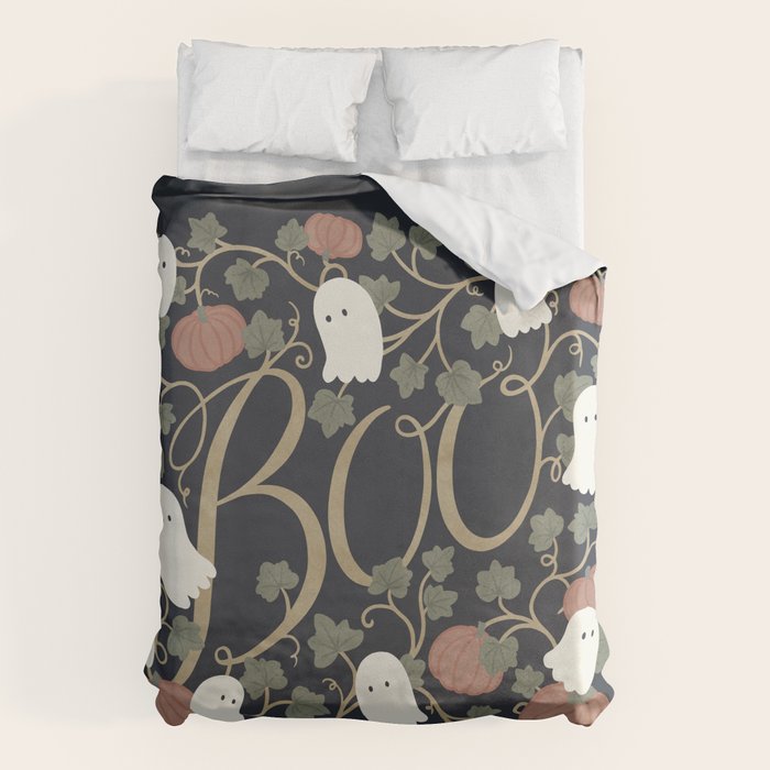Boo! (Ghosts in the Pumpkin Patch) Duvet Cover Gallery Image 6