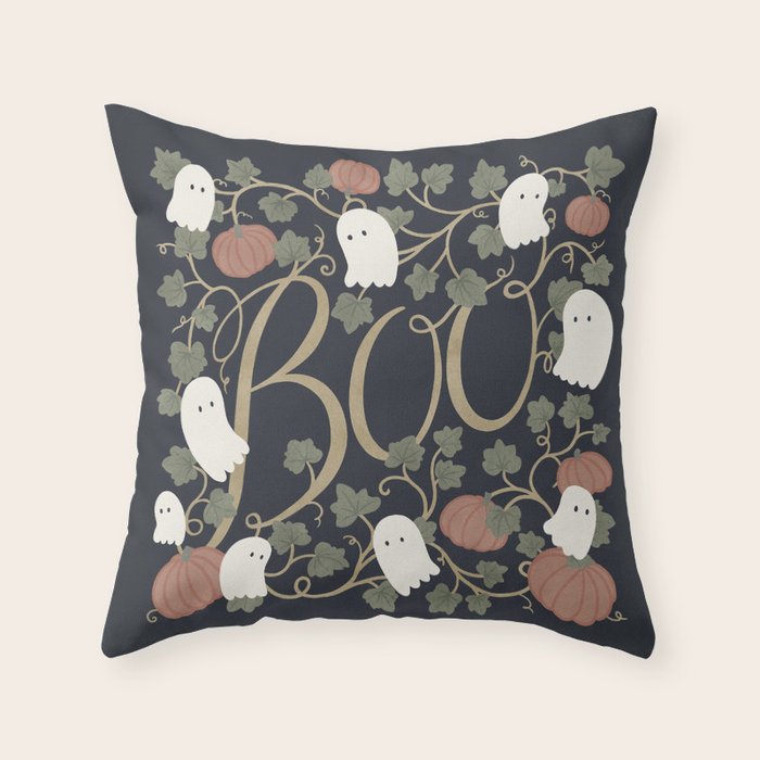 Boo! (Ghosts in the Pumpkin Patch) Throw Pillow Gallery Image 6