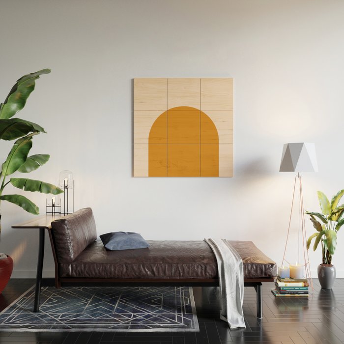 Arch (Yellow & Pale Pink) Wood Wall Art Gallery Image 2
