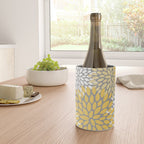 Modern Elegant Chic Floral Pattern, Soft Yellow, Gray, White Wine Chiller Gallery Image 4