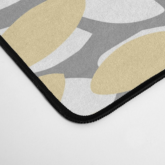 Modern Elegant Chic Floral Pattern, Soft Yellow, Gray, White Desk Mat Gallery Image 4