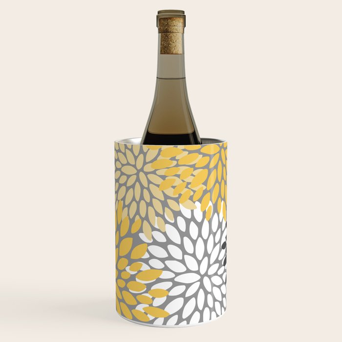 Modern Elegant Chic Floral Pattern, Soft Yellow, Gray, White Wine Chiller Gallery Image 3