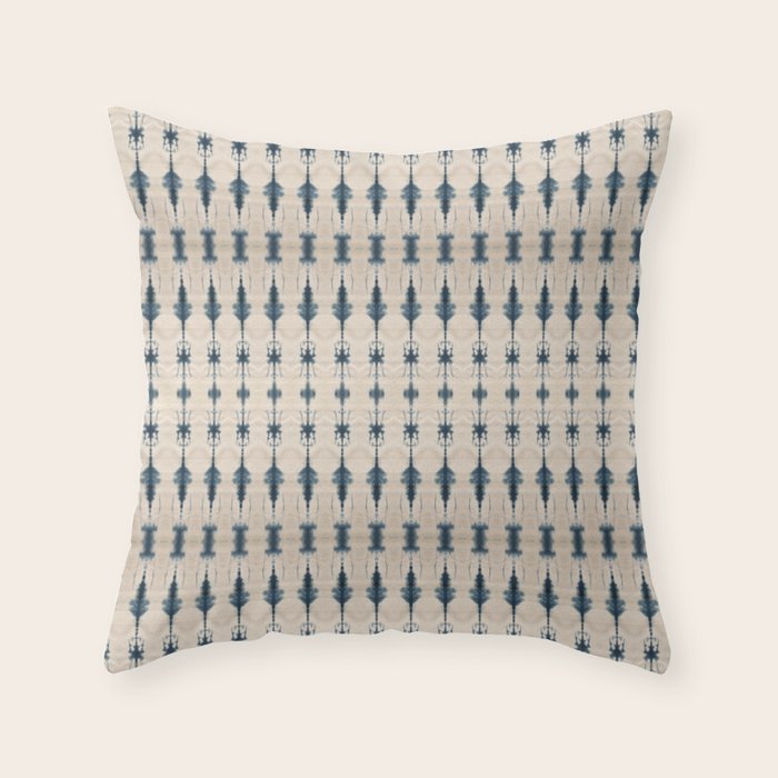 Indigo and Cream Shibori Throw Pillow Gallery Image 1