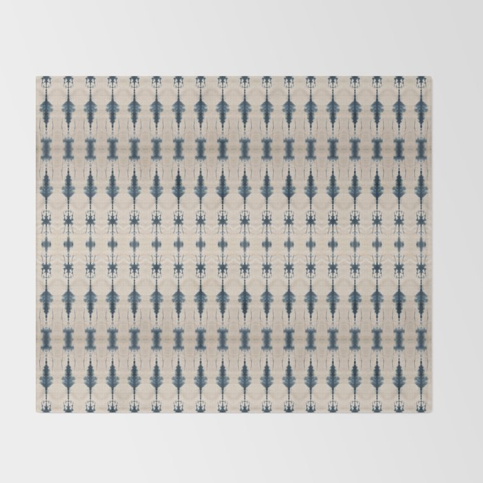 Indigo and Cream Shibori Throw Blanket Gallery Image 2