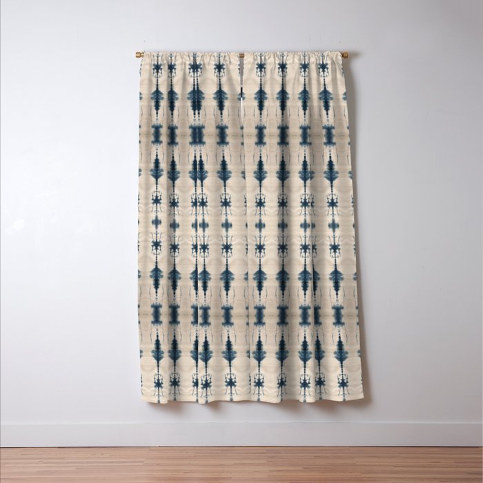 Indigo and Cream Shibori Window Curtain Gallery Image 3