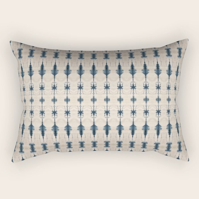 Indigo and Cream Shibori Rectangular Pillow Gallery Image 1