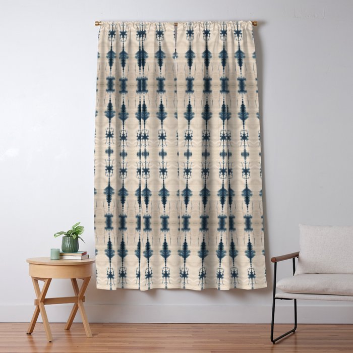 Indigo and Cream Shibori Window Curtain
