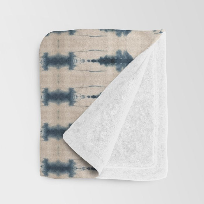 Indigo and Cream Shibori Throw Blanket Gallery Image 3