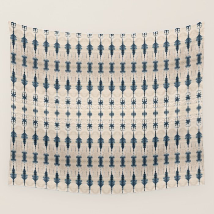Indigo and Cream Shibori Wall Tapestry Gallery Image 4