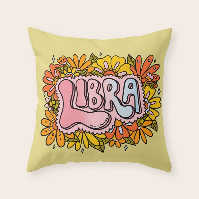 Libra Flowers Throw Pillow Gallery Image 6