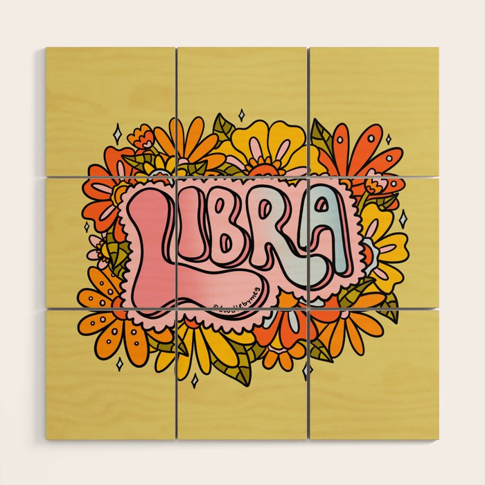 Libra Flowers Wood Wall Art Gallery Image 1
