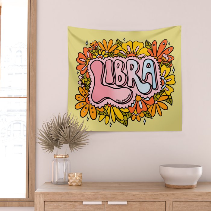 Libra Flowers Wall Tapestry Gallery Image 2