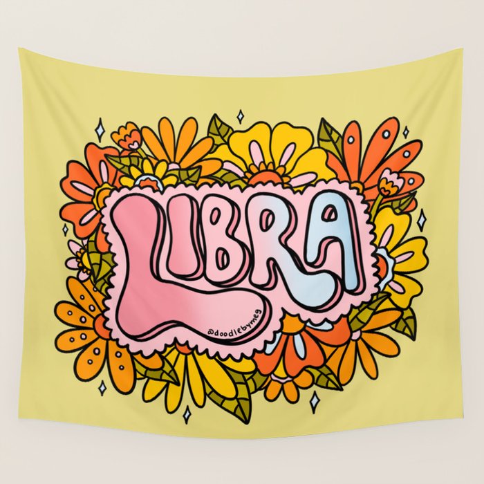 Libra Flowers Wall Tapestry Gallery Image 4