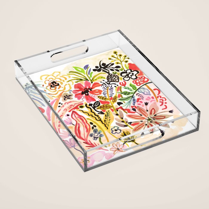 Karen Fields Flower Abstract Illustration Acrylic Tray Gallery Image 1