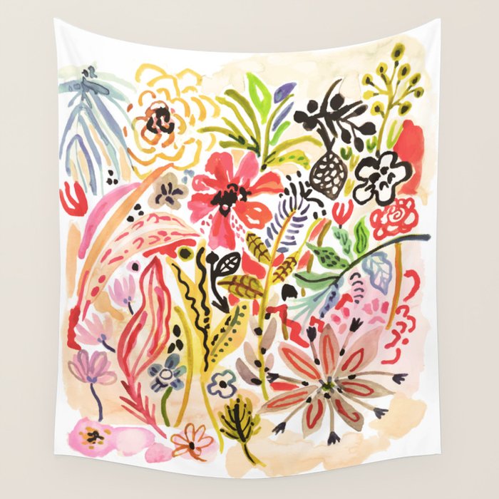 Karen Fields Flower Abstract Illustration Wall Tapestry Gallery Image 1