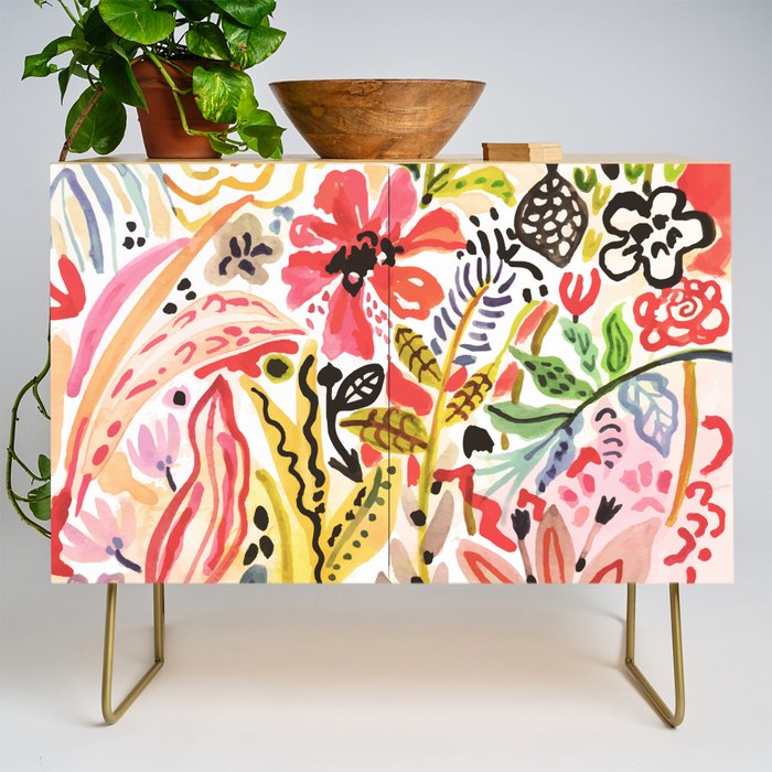Karen Fields Flower Abstract Illustration Credenza Gallery Image 1