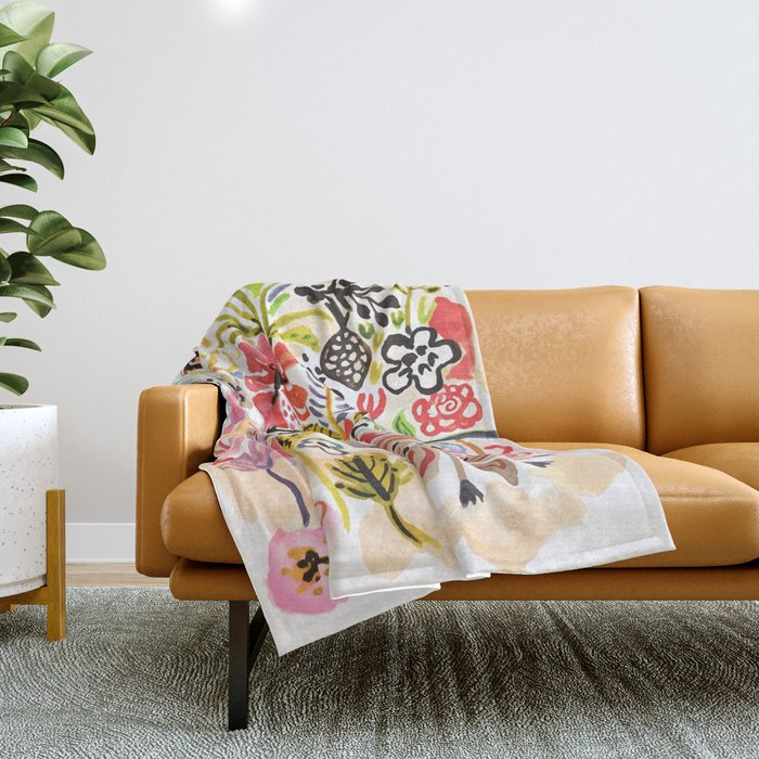 Karen Fields Flower Abstract Illustration Throw Blanket Gallery Image 1
