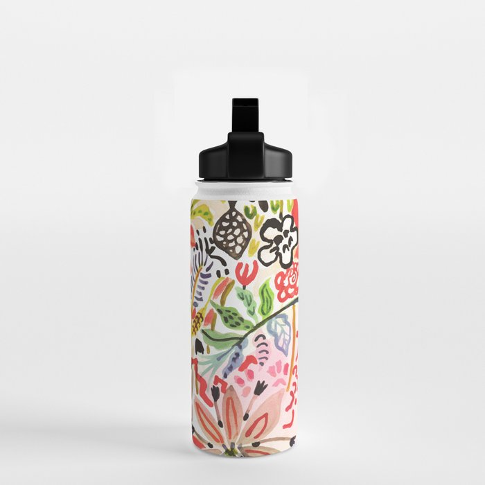 Karen Fields Flower Abstract Illustration Water Bottle Gallery Image 2