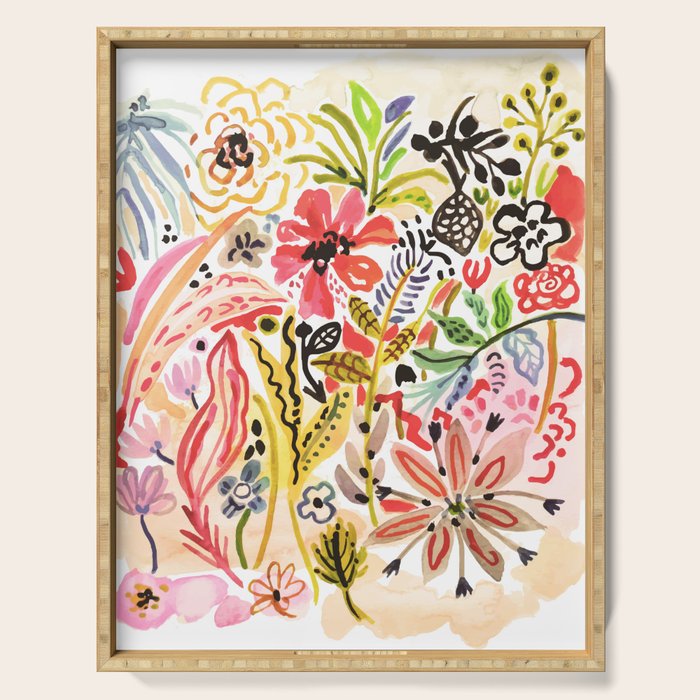 Karen Fields Flower Abstract Illustration Serving Tray Gallery Image 1