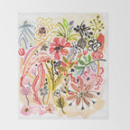 Karen Fields Flower Abstract Illustration Throw Blanket Gallery Image 2