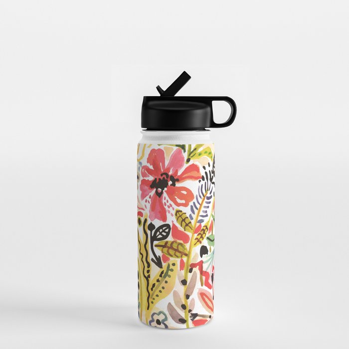 Karen Fields Flower Abstract Illustration Water Bottle Gallery Image 1