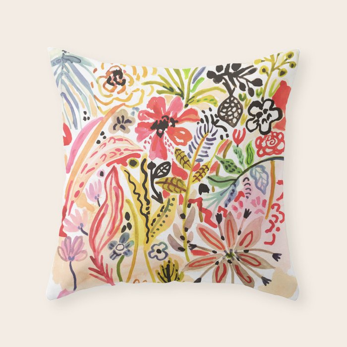 Karen Fields Flower Abstract Illustration Throw Pillow Gallery Image 1
